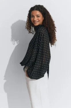 Chiffon blouse - Schwarz - Dame - Gina Tricot