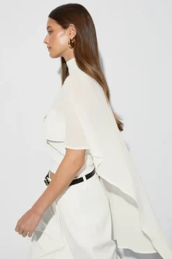 Chiffon cape top - Weiß - Dame - Gina Tricot