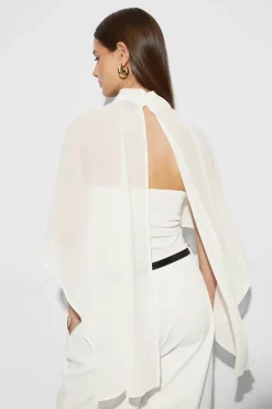 Chiffon cape top - Weiß - Dame - Gina Tricot