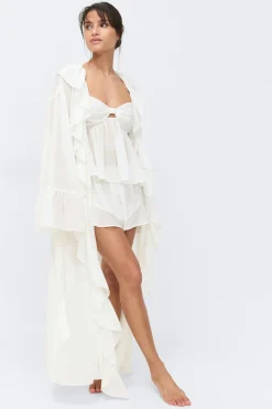 Chiffon loungewear robe - Weiß - Dame - Gina Tricot