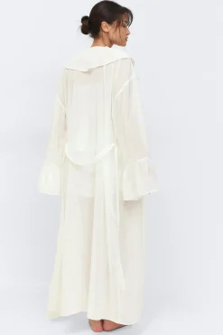 Chiffon loungewear robe - Weiß - Dame - Gina Tricot