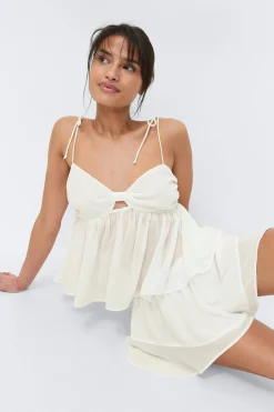 Chiffon loungewear shorts - Weiß - Dame - Gina Tricot
