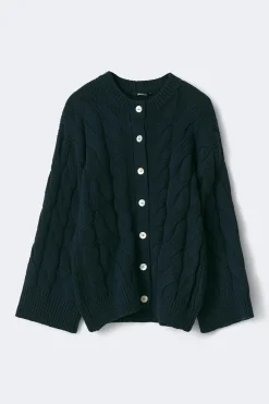 Chunky knitted cable cardigan - Blau - Dame - Gina Tricot