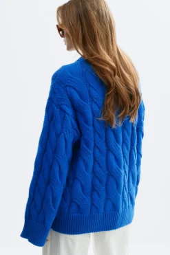 Chunky knitted cable cardigan - Blau - Dame - Gina Tricot