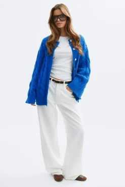 Chunky knitted cable cardigan - Blau - Dame - Gina Tricot