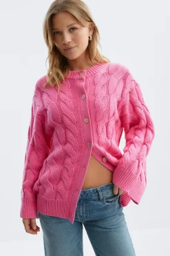 Chunky knitted cable cardigan - Rosa - Dame - Gina Tricot