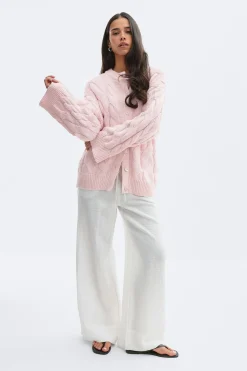 Chunky knitted cable cardigan - Rosa - Dame - Gina Tricot