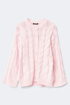 Chunky knitted cable cardigan - Rosa - Dame - Gina Tricot