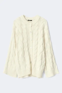 Chunky knitted cable cardigan - Weiß - Dame - Gina Tricot
