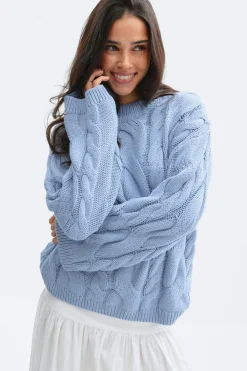 Chunky knitted cable sweater - Blau - Dame - Gina Tricot