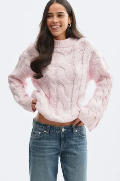Chunky knitted cable sweater - Rosa - Dame - Gina Tricot