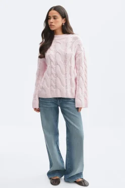 Chunky knitted cable sweater - Rosa - Dame - Gina Tricot