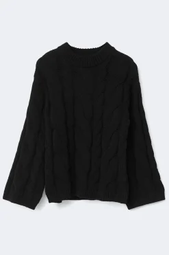 Chunky knitted cable sweater - Schwarz - Dame - Gina Tricot