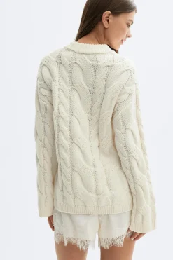 Chunky knitted cable sweater - Weiß - Dame - Gina Tricot
