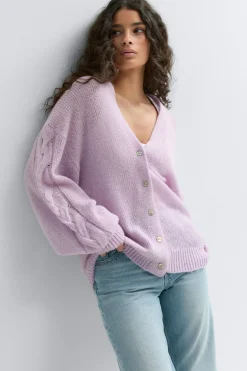 Chunky knitted cardigan - Lila - Dame - Gina Tricot