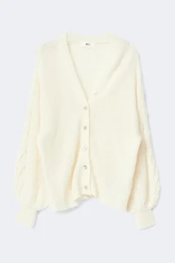 Chunky knitted cardigan - Weiß - Dame - Gina Tricot