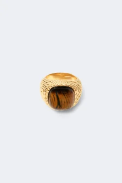 Chunky stone ring - Gold - Dame - Gina Tricot
