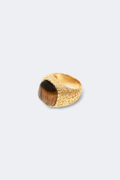 Chunky stone ring - Gold - Dame - Gina Tricot