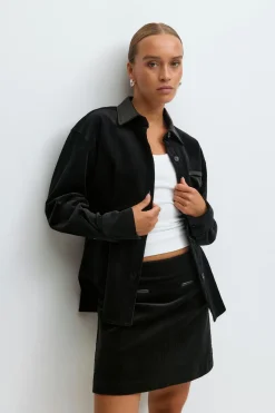 Corduroy shirt - Schwarz - Dame - Gina Tricot