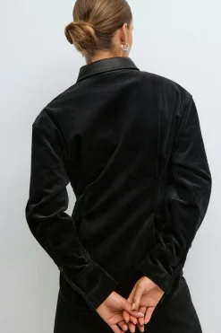 Corduroy shirt - Schwarz - Dame - Gina Tricot