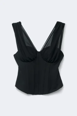 Corset top - Schwarz - Dame - Gina Tricot
