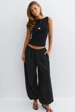 Cotton balloon trousers - Schwarz - Dame - Gina Tricot