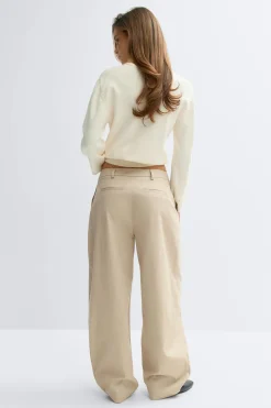 Cotton barrel trousers - Beige - Dame - Gina Tricot