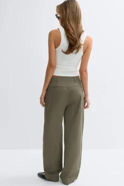 Cotton barrel trousers - Grün - Dame - Gina Tricot