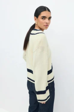 Cotton blend knitted sweater - Weiß - Dame - Gina Tricot