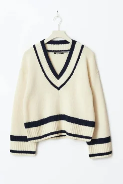 Cotton blend knitted sweater - Weiß - Dame - Gina Tricot