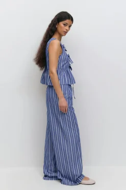 Cotton poplin trousers - Blau - Dame - Gina Tricot