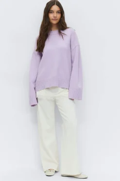 Crew neck knitted sweater - Lila - Dame - Gina Tricot