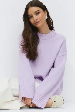 Crew neck knitted sweater - Lila - Dame - Gina Tricot
