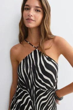 Crinkle maxi dress - Schwarz - Dame - Gina Tricot