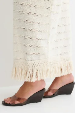 Crochet fringe skirt - Weiß - Dame - Gina Tricot