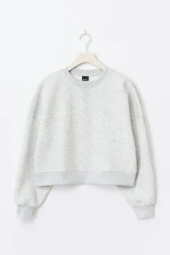 Crop crewneck sweater - Grau - Dame - Gina Tricot