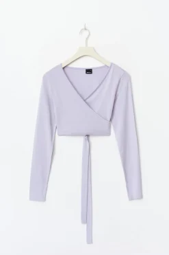 Cropped yoga wrap cardigan - Lila - Dame - Gina Tricot