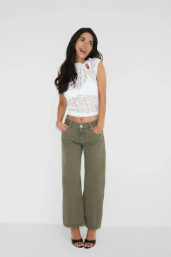 Crush cropped jeans - Beige - Dame - Gina Tricot