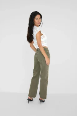 Crush cropped jeans - Beige - Dame - Gina Tricot