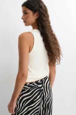 Cuff detail top - Weiß - Dame - Gina Tricot