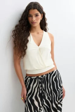 Cuff detail top - Weiß - Dame - Gina Tricot