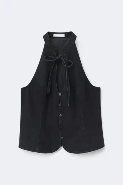 Darling denim top - Schwarz - Dame - Gina Tricot