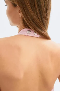 Denim halterneck top - Rosa - Dame - Gina Tricot