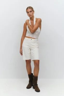 Denim jorts - Weiß - Dame - Gina Tricot