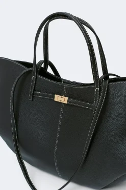 Detail strap tote bag - Schwarz - Dame - Gina Tricot
