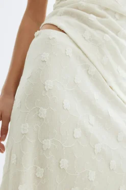 3d floral maxi skirt - Weiß - Dame - Gina Tricot