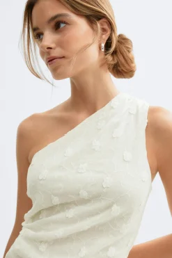 3d one shoulder top - Weiß - Dame - Gina Tricot