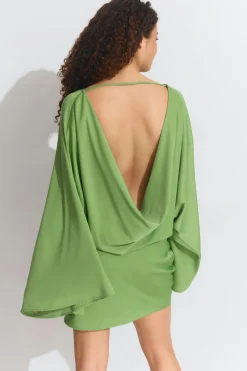 Draped back mini dress - Grün - Dame - Gina Tricot