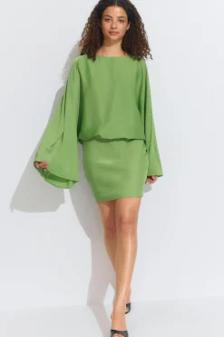 Draped back mini dress - Grün - Dame - Gina Tricot