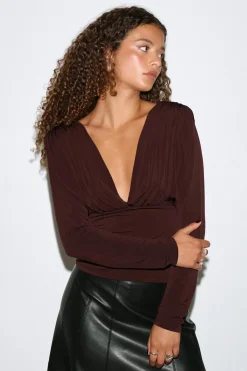 Draped back top - Braun - Dame - Gina Tricot